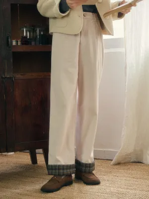 Lila Classic Corduroy Straight Trousers - Off White