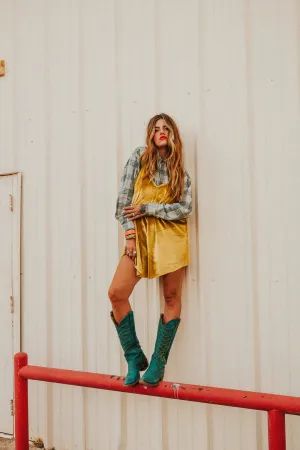Liz Yellow Velvet Mini Dress