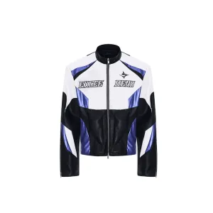Logo Embroidery Leather Motorcycle Jacket