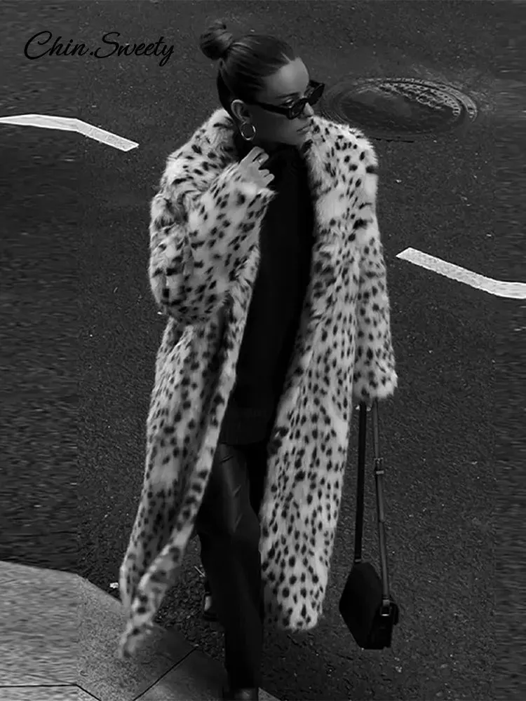 Long Outwear AI-powered Winter Long Reliable Animal Fur Pocket Fashion Loose Street Warm Lapel Sleeve Women Autumn Coat Lady Overcoats Faux Thick