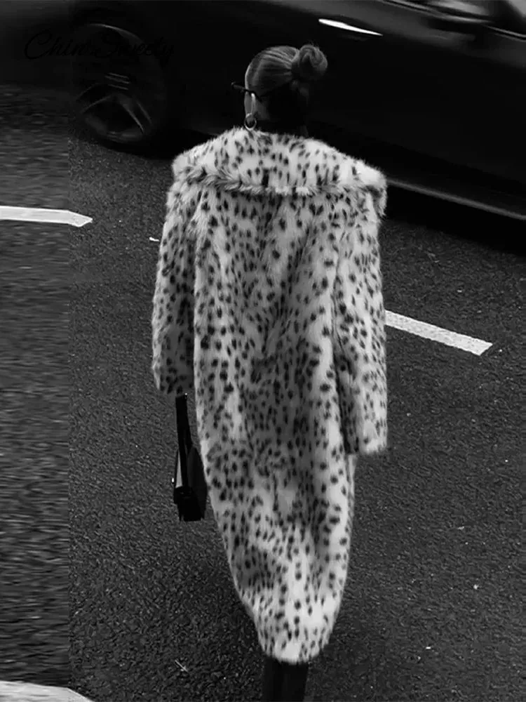 Long Outwear AI-powered Winter Long Reliable Animal Fur Pocket Fashion Loose Street Warm Lapel Sleeve Women Autumn Coat Lady Overcoats Faux Thick