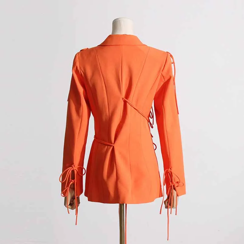 Long Sleeve Bow Embellished Mini Blazer Dress