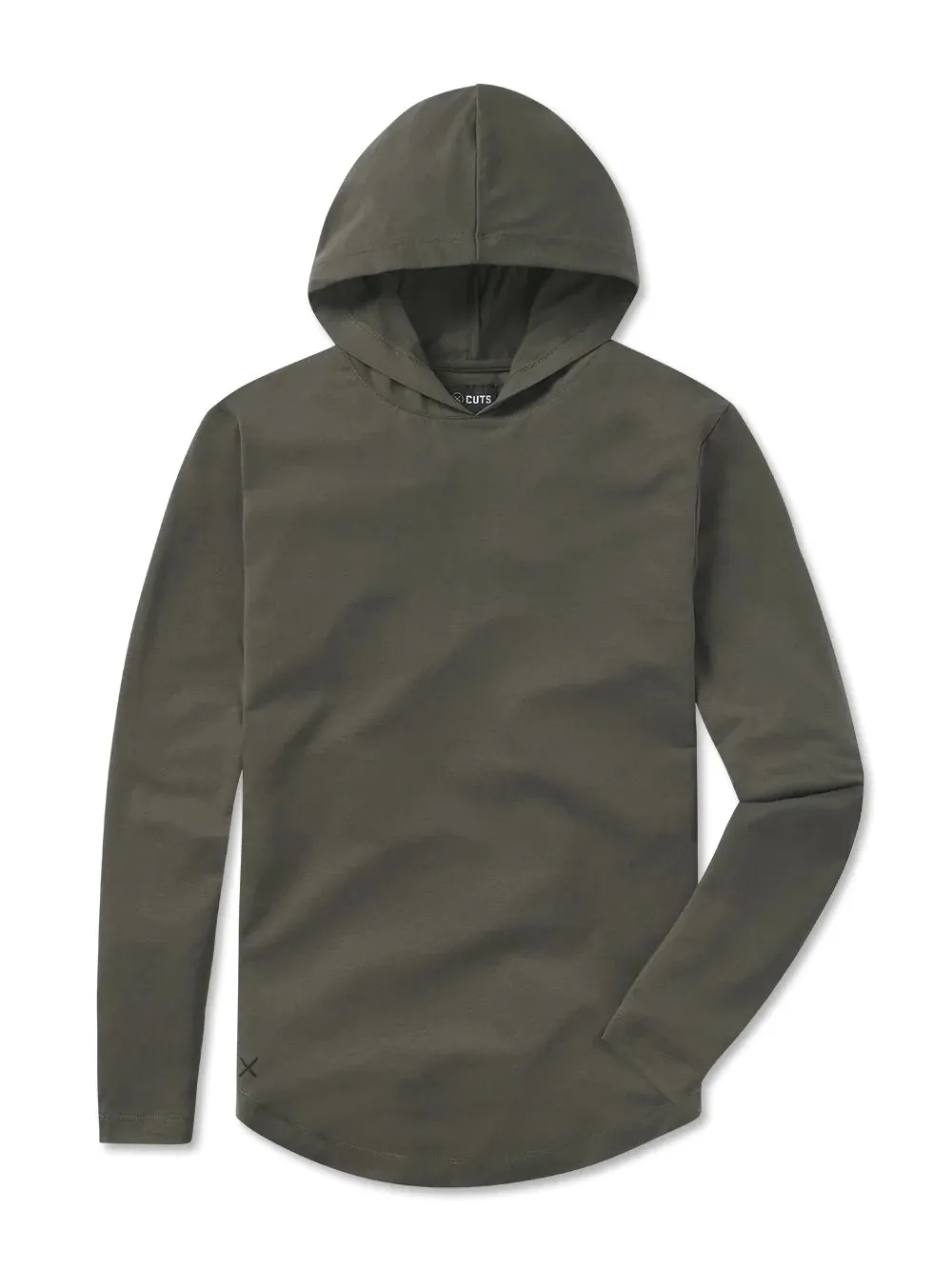 Long Sleeve Hooded Curved Hem