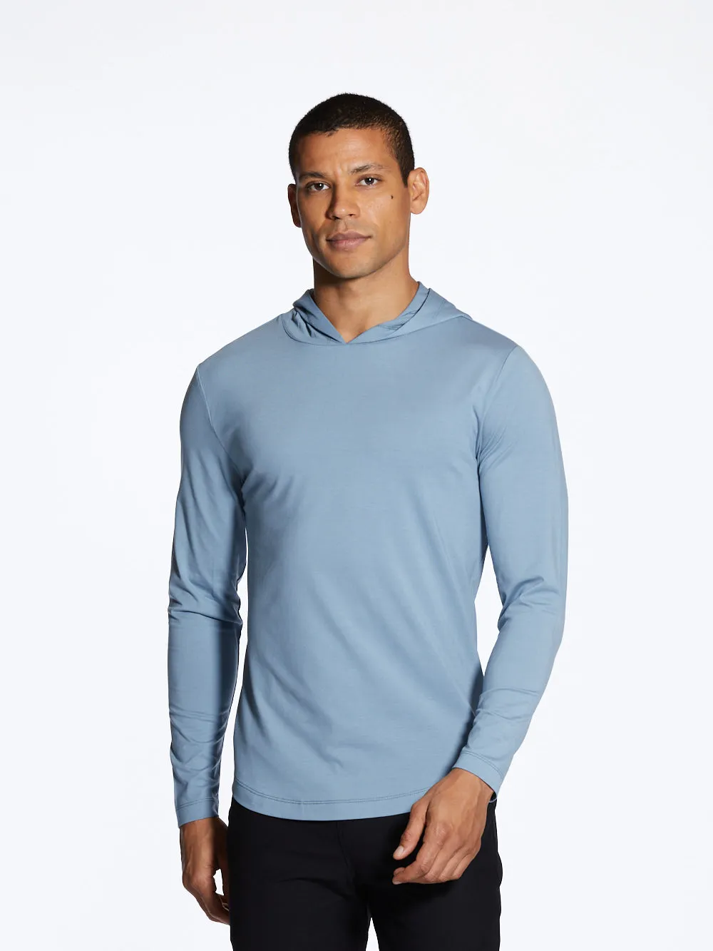Long Sleeve Hooded Curved Hem