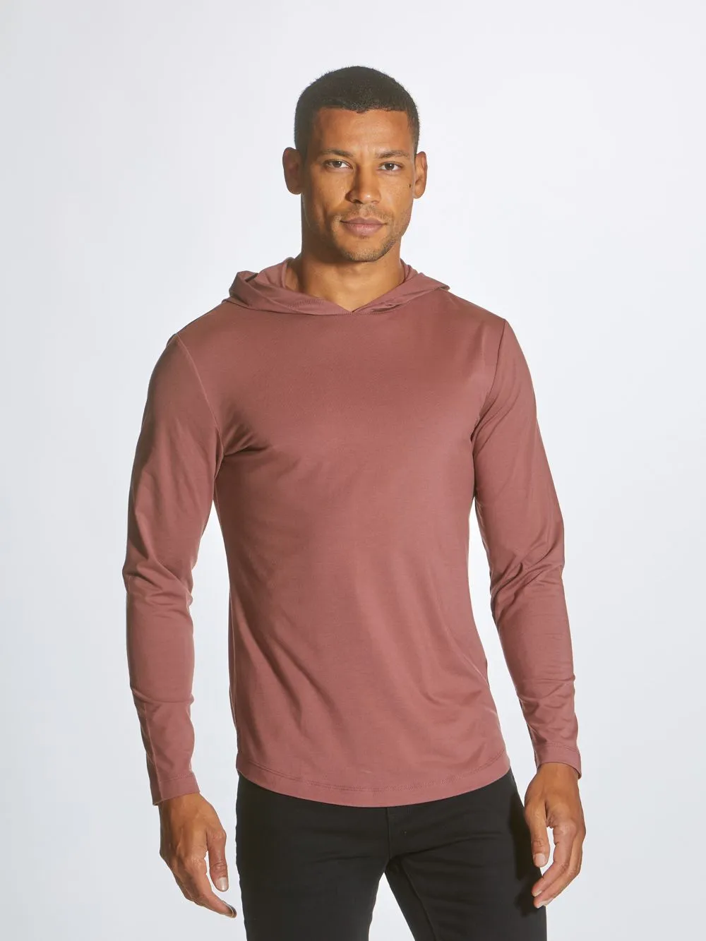 Long Sleeve Hooded Curved Hem