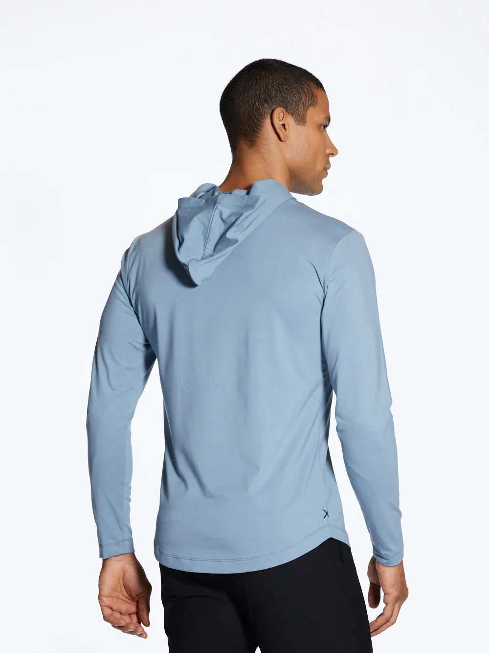 Long Sleeve Hooded Curved Hem