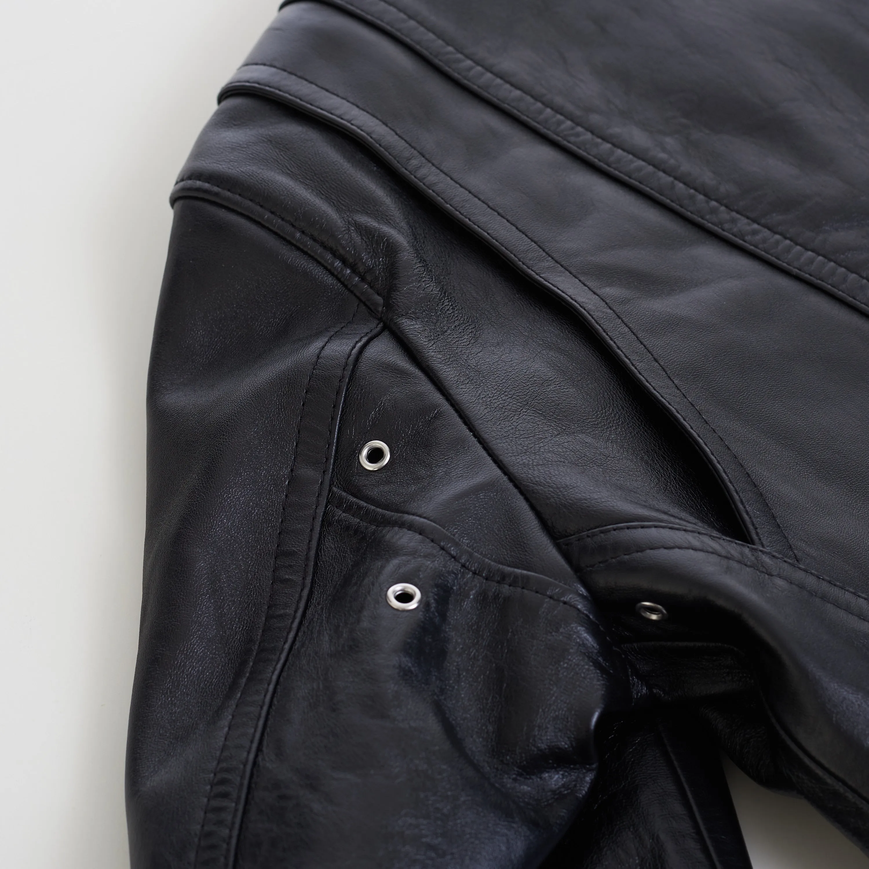 Loose Fit Biker Jacket In Black Soft Lambskin Leather