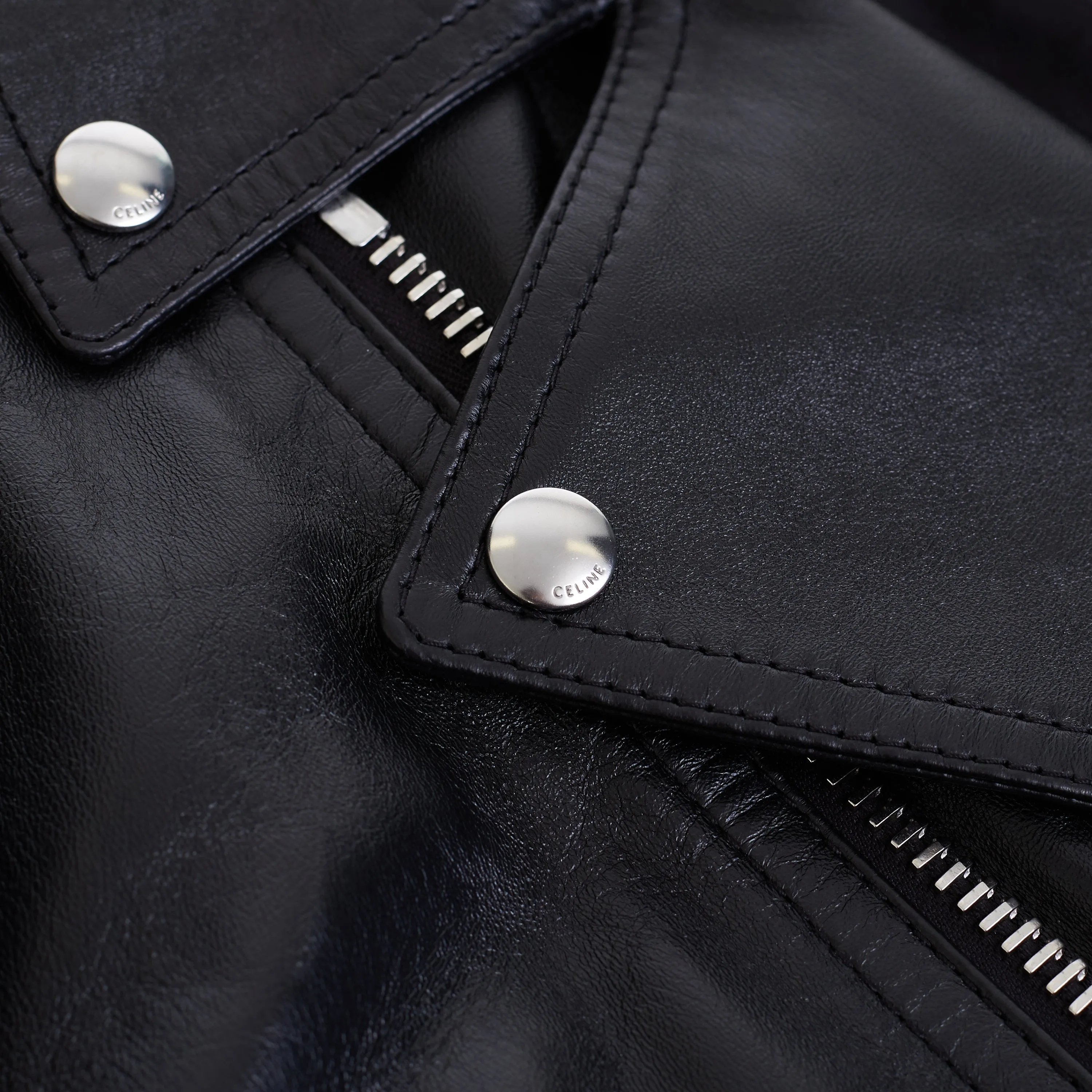 Loose Fit Biker Jacket In Black Soft Lambskin Leather