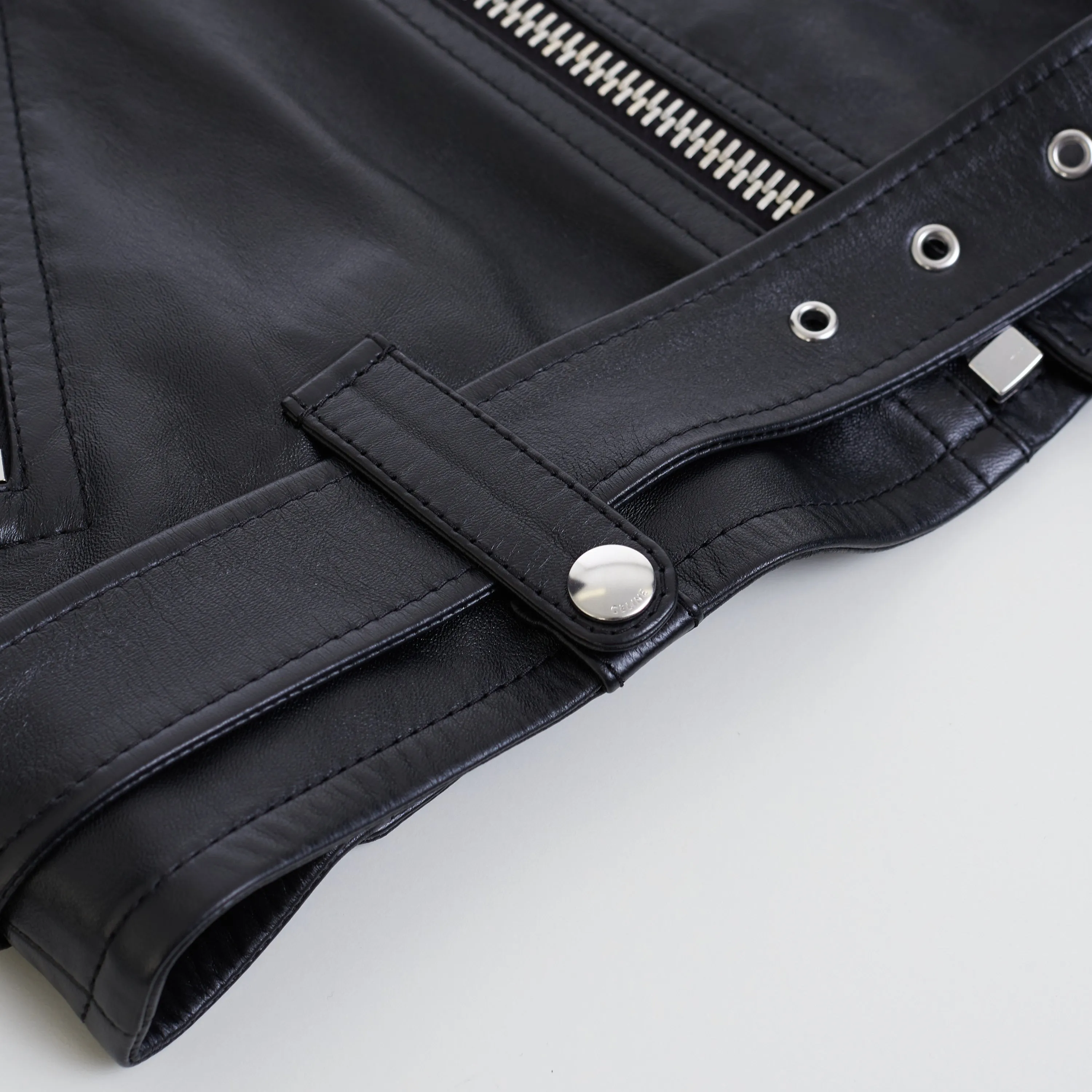 Loose Fit Biker Jacket In Black Soft Lambskin Leather