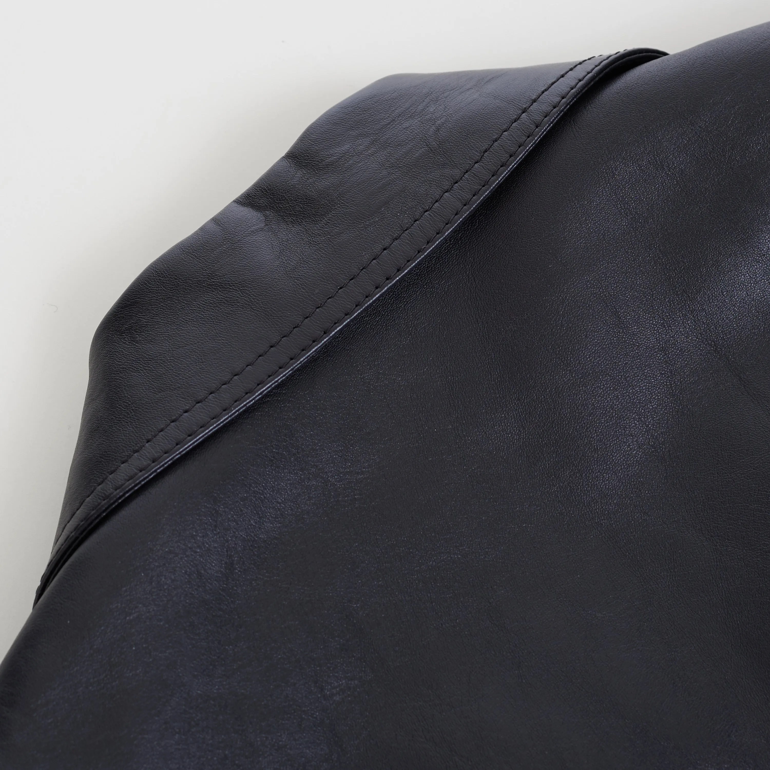 Loose Fit Biker Jacket In Black Soft Lambskin Leather