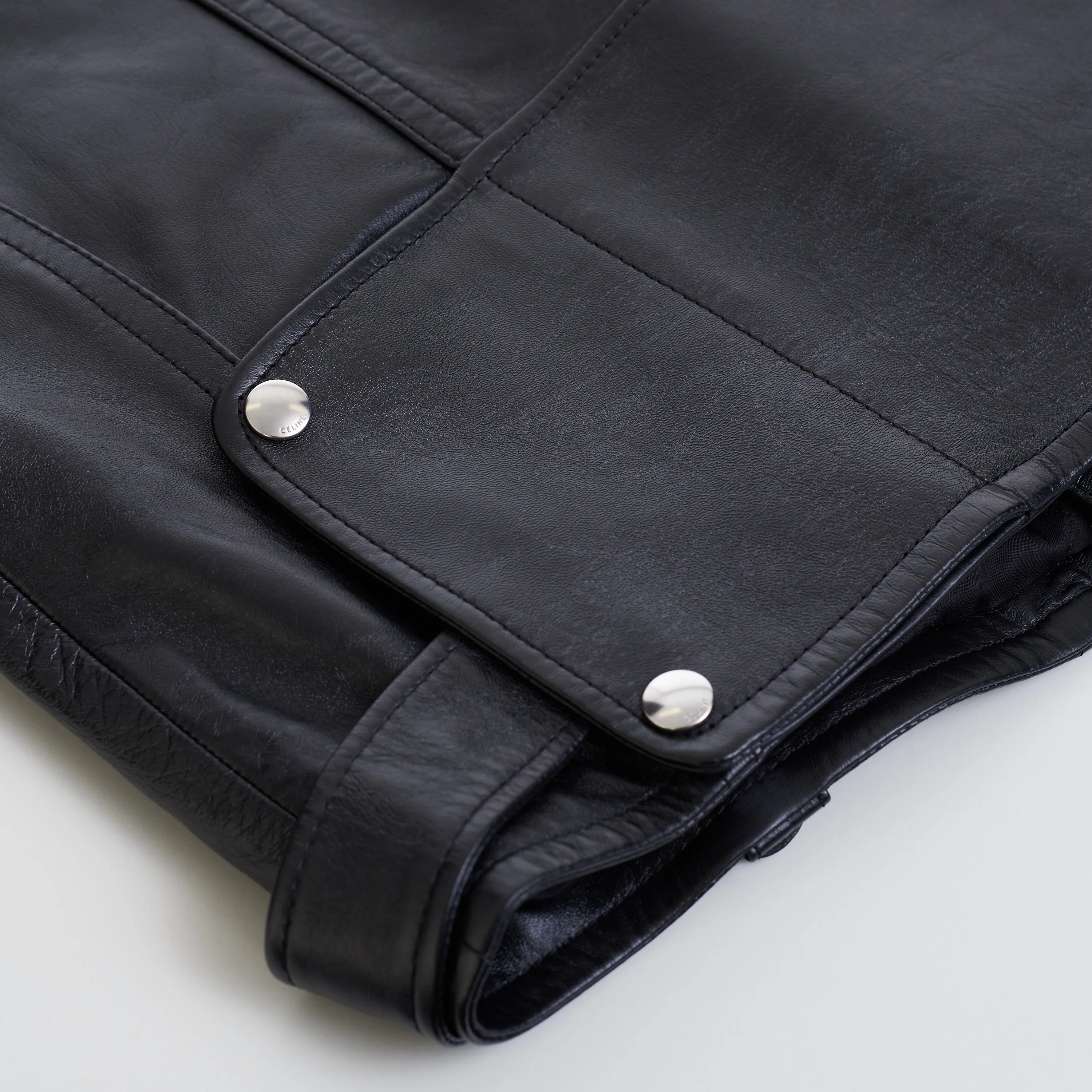 Loose Fit Biker Jacket In Black Soft Lambskin Leather