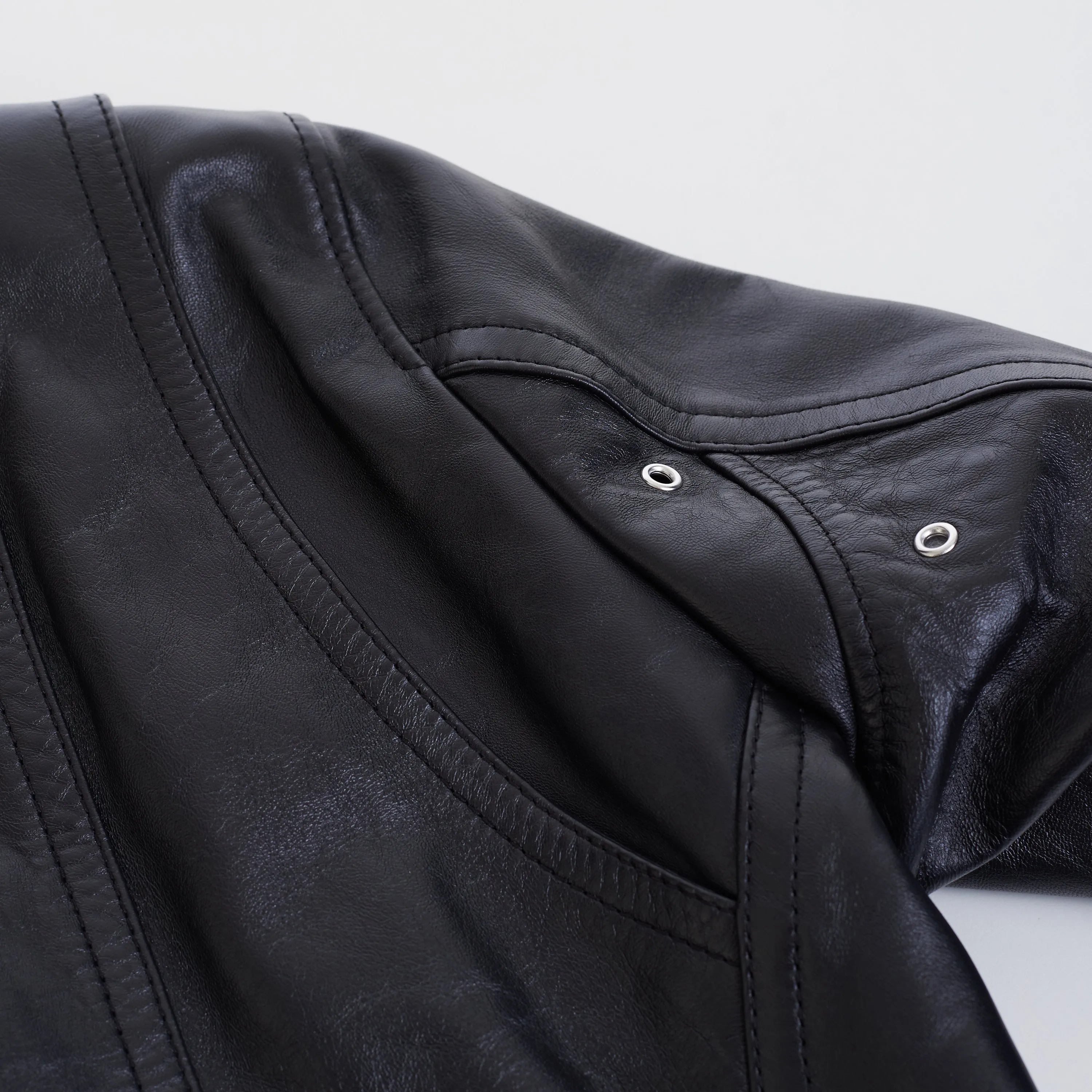 Loose Fit Biker Jacket In Black Soft Lambskin Leather