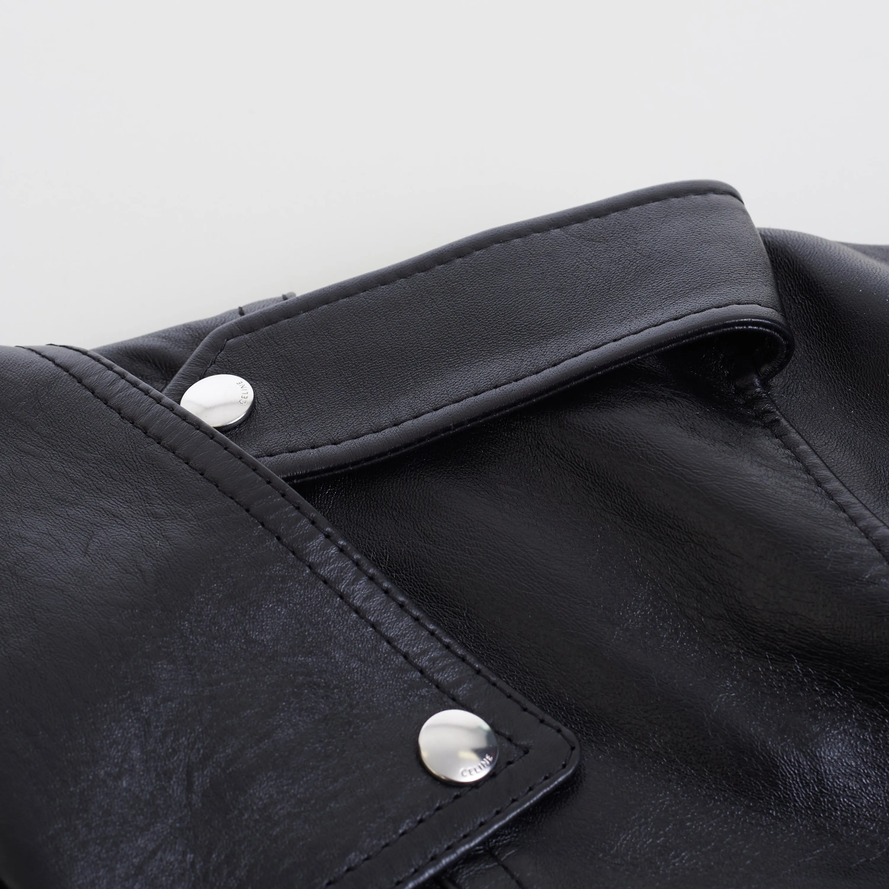 Loose Fit Biker Jacket In Black Soft Lambskin Leather