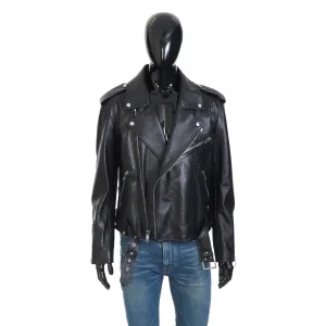 Loose Fit Biker Jacket In Black Soft Lambskin Leather
