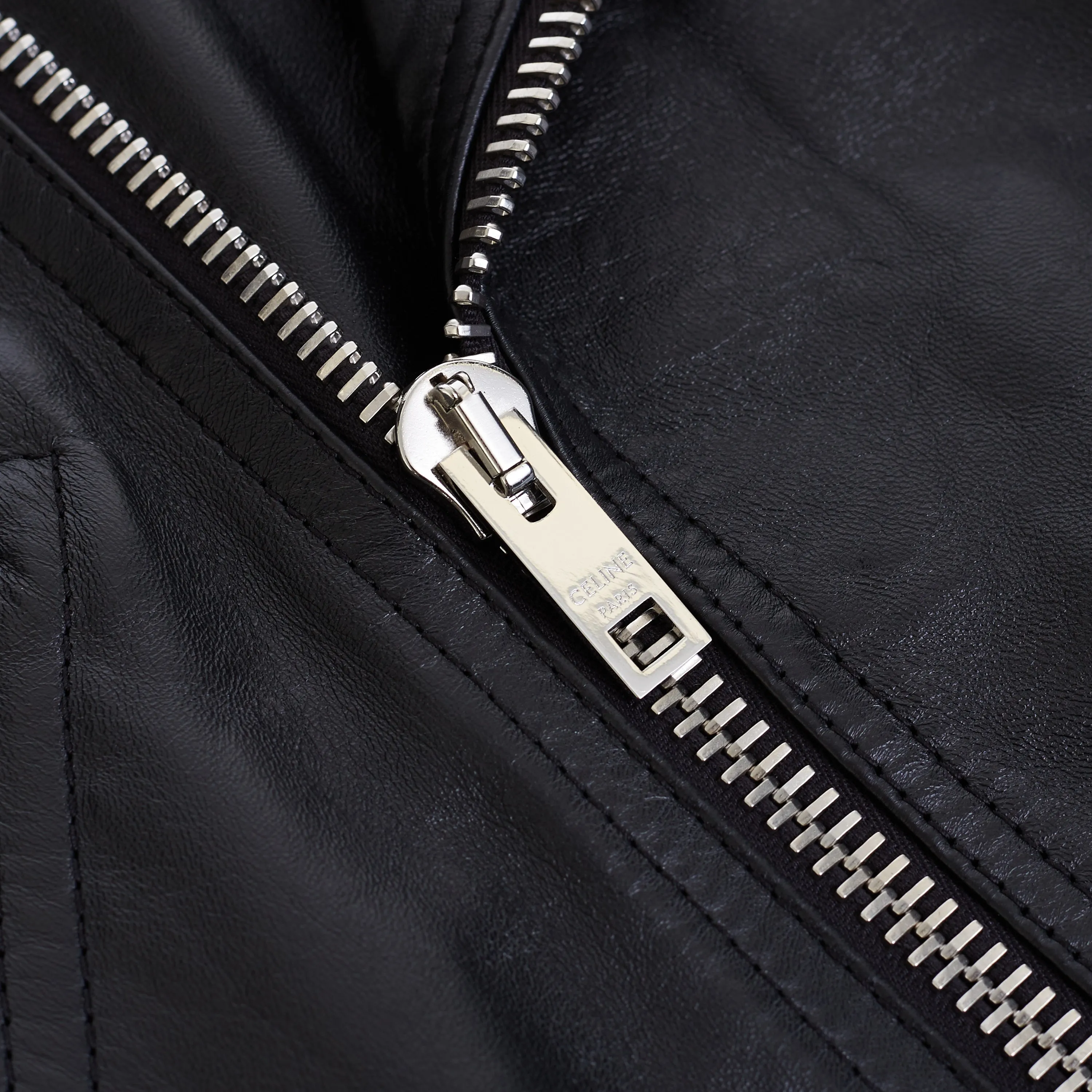 Loose Fit Biker Jacket In Black Soft Lambskin Leather