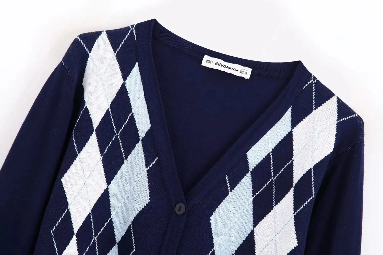 Lozenge Single-breasted Knitting Cardigan Sweaters