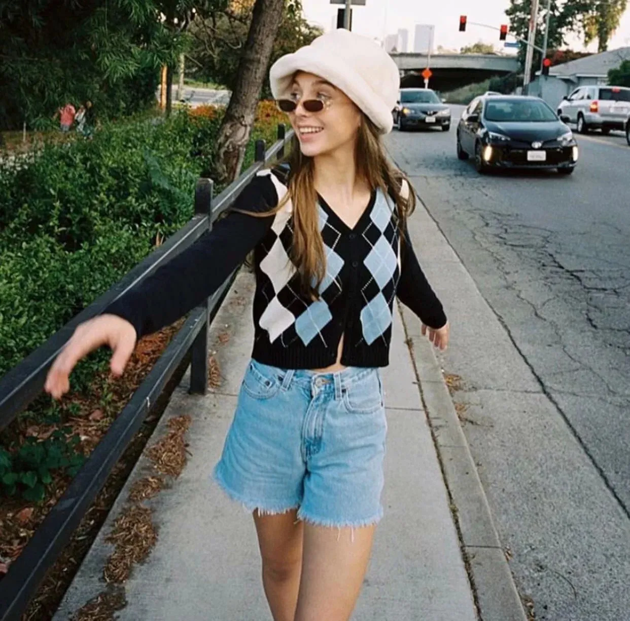 Lozenge Single-breasted Knitting Cardigan Sweaters