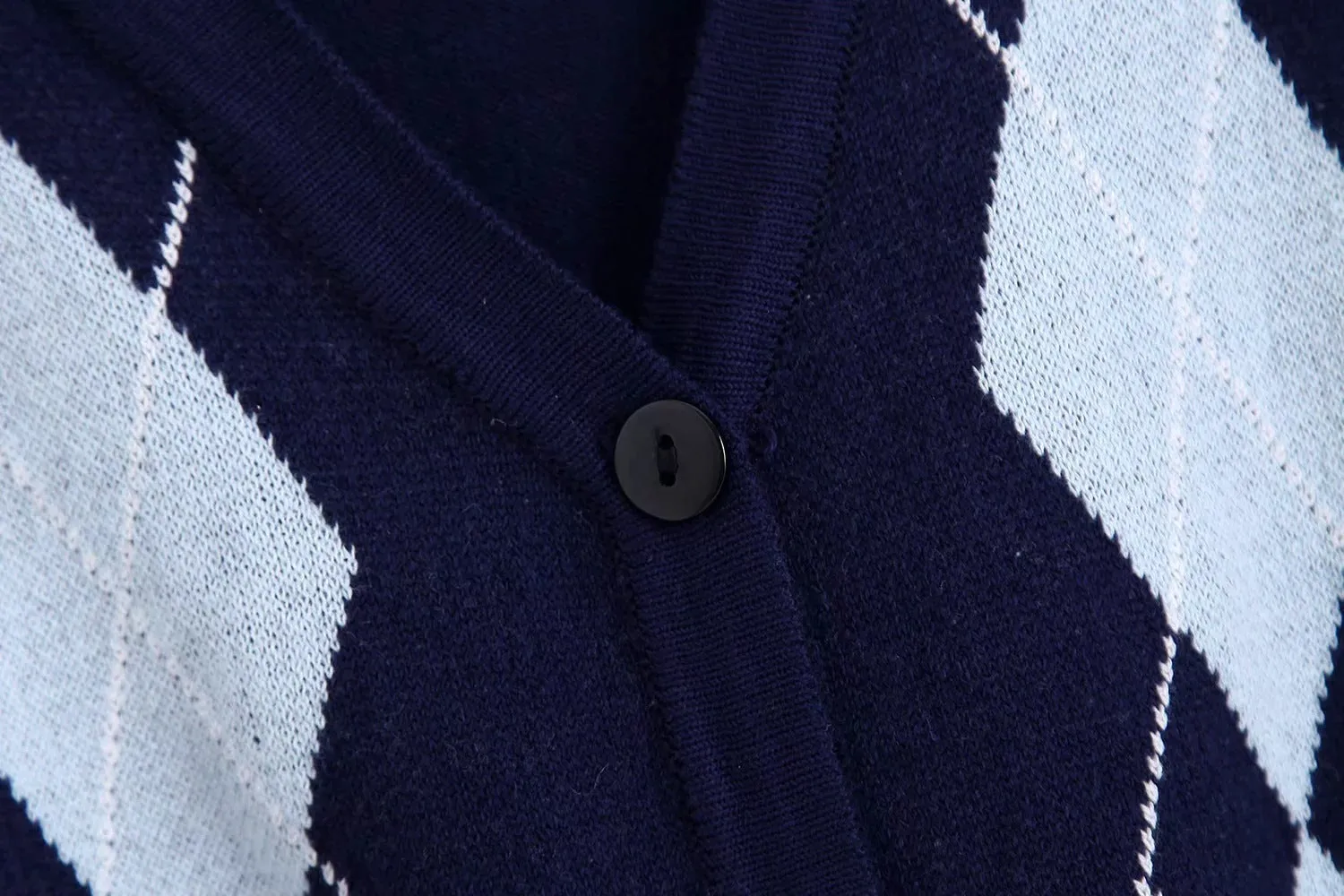 Lozenge Single-breasted Knitting Cardigan Sweaters