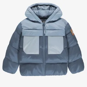 Manteau doudoune à capuchon bleu, enfant || Hooded blue puffer coat, child