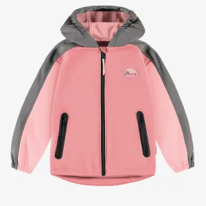Manteau rose et gris en coquille souple, enfant || Pink and gray soft shell coat, child