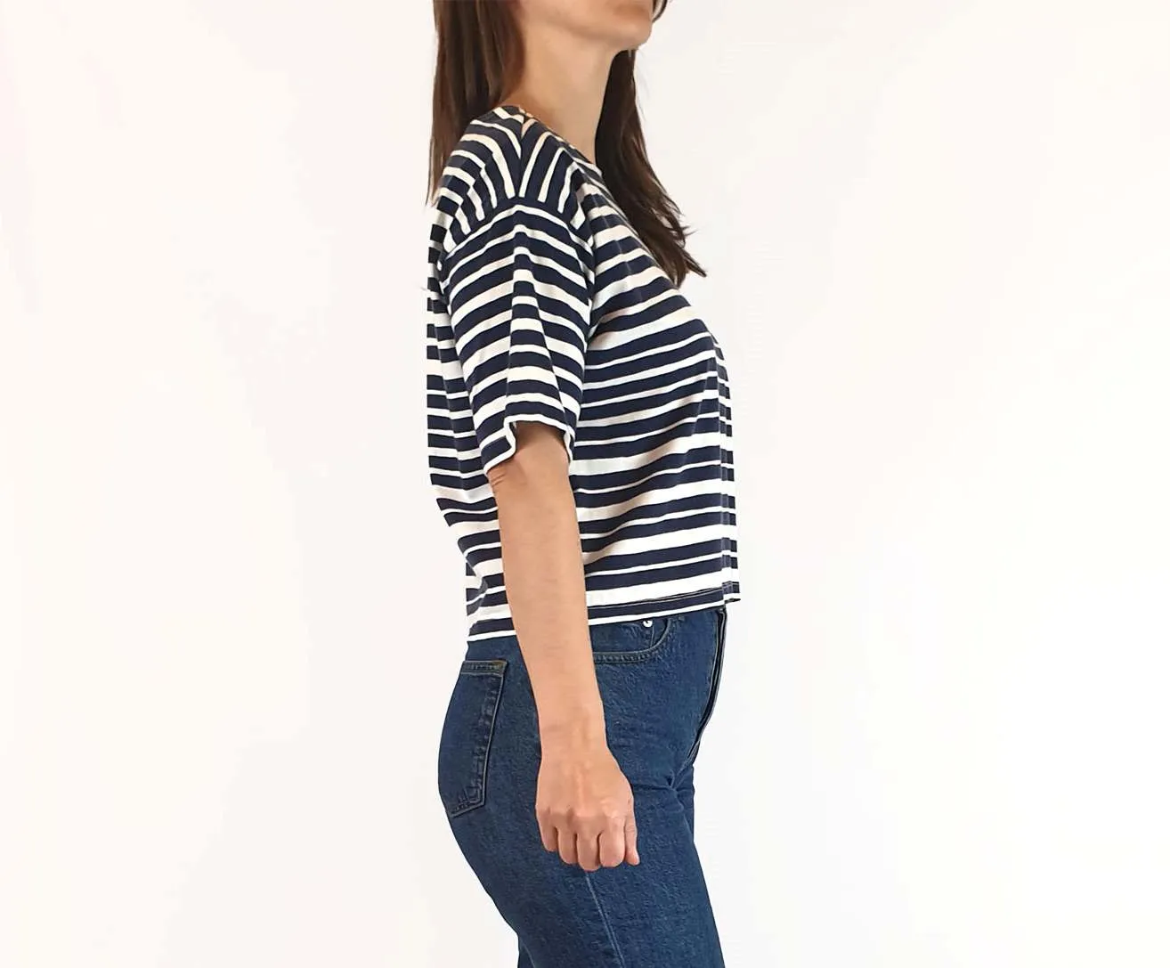 Marimekko   Uniqlo blue and white striped top size XXS (large fit, fits 6-8)