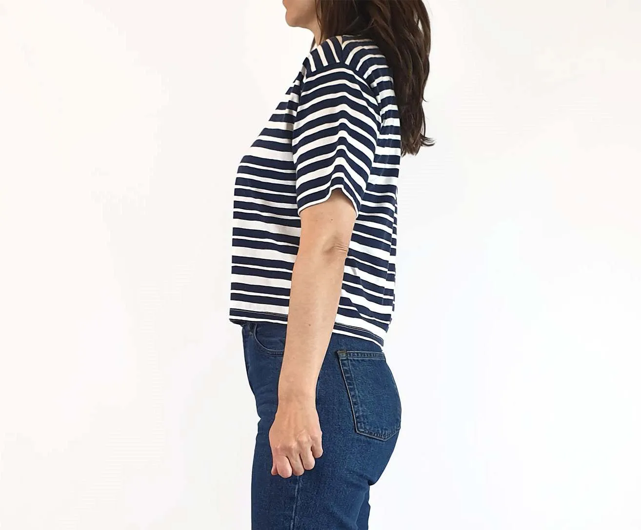 Marimekko   Uniqlo blue and white striped top size XXS (large fit, fits 6-8)