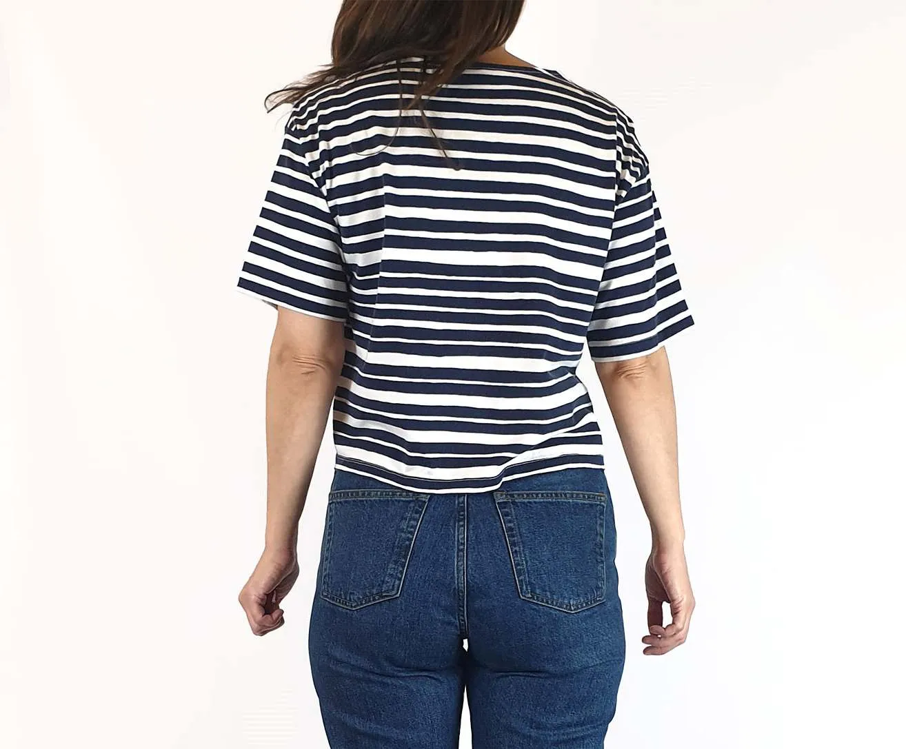 Marimekko   Uniqlo blue and white striped top size XXS (large fit, fits 6-8)