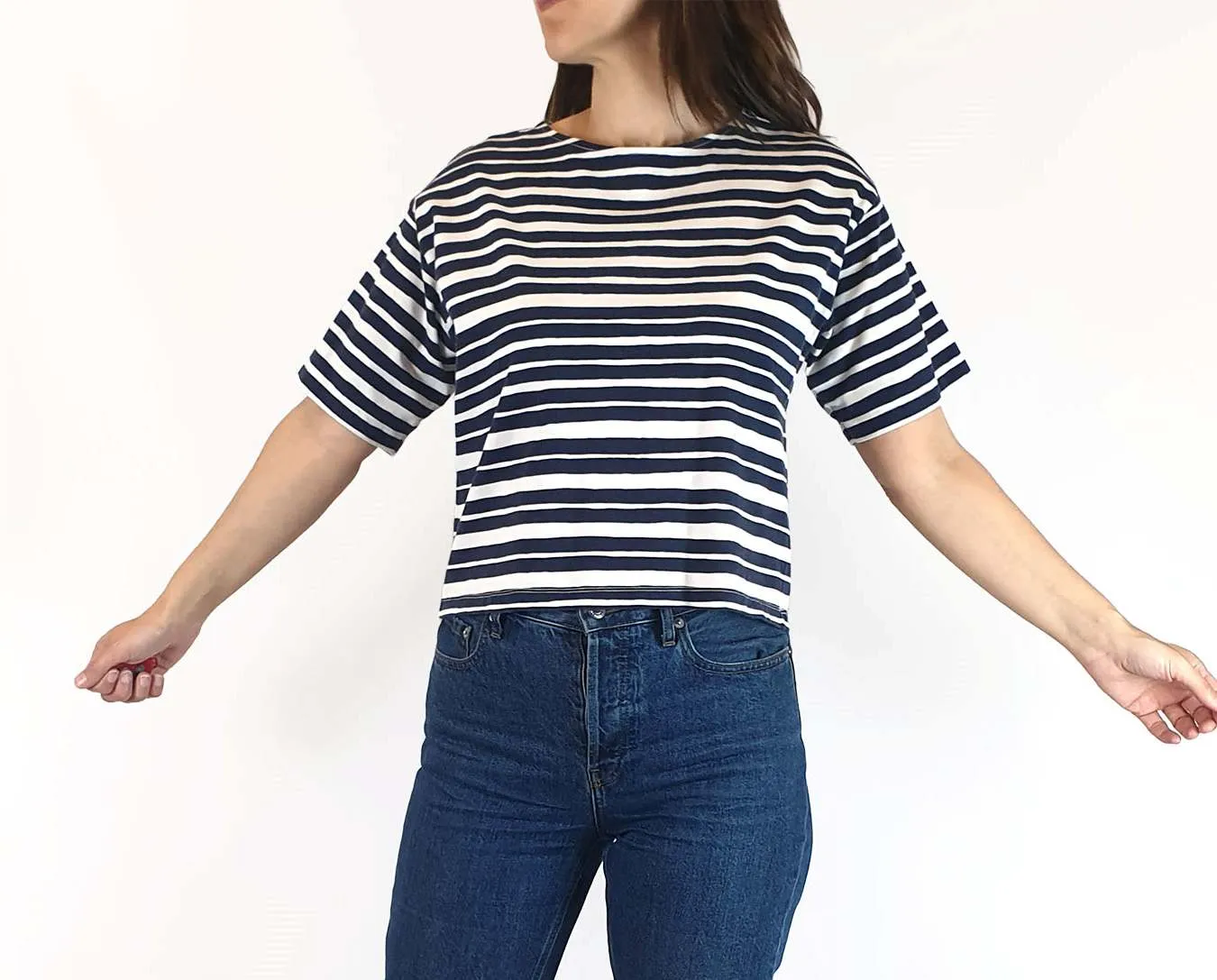 Marimekko   Uniqlo blue and white striped top size XXS (large fit, fits 6-8)