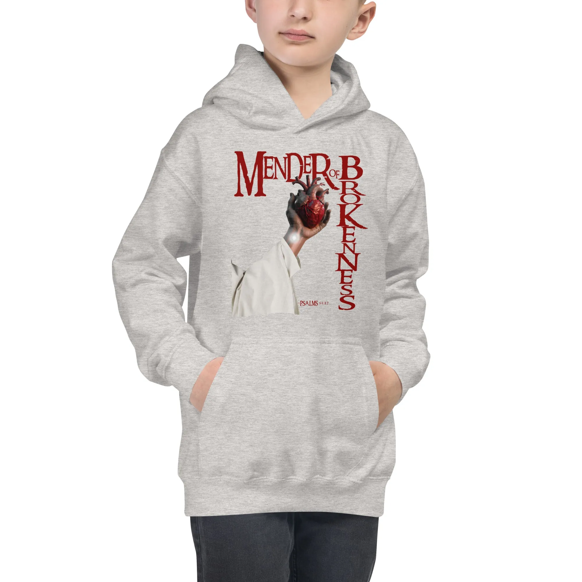 Mender of Brokenness Unisex  Youth Hoodie - Red Text