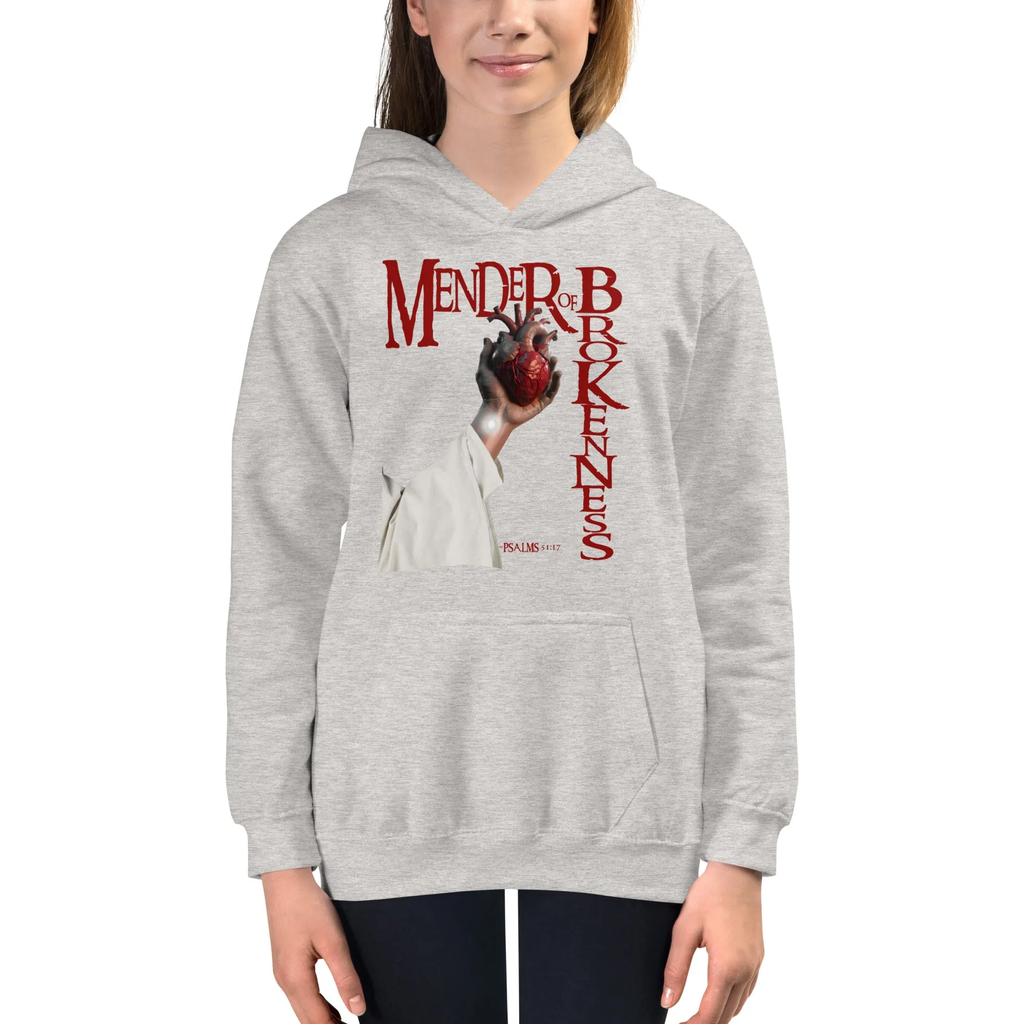 Mender of Brokenness Unisex  Youth Hoodie - Red Text