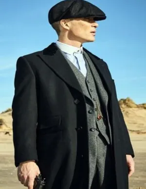 Men's Black One Chest Pocket Three Buttons Peaky Blinders Suits - Peaky Blinders Outfit   Hat (Peaky Blinders Custome)