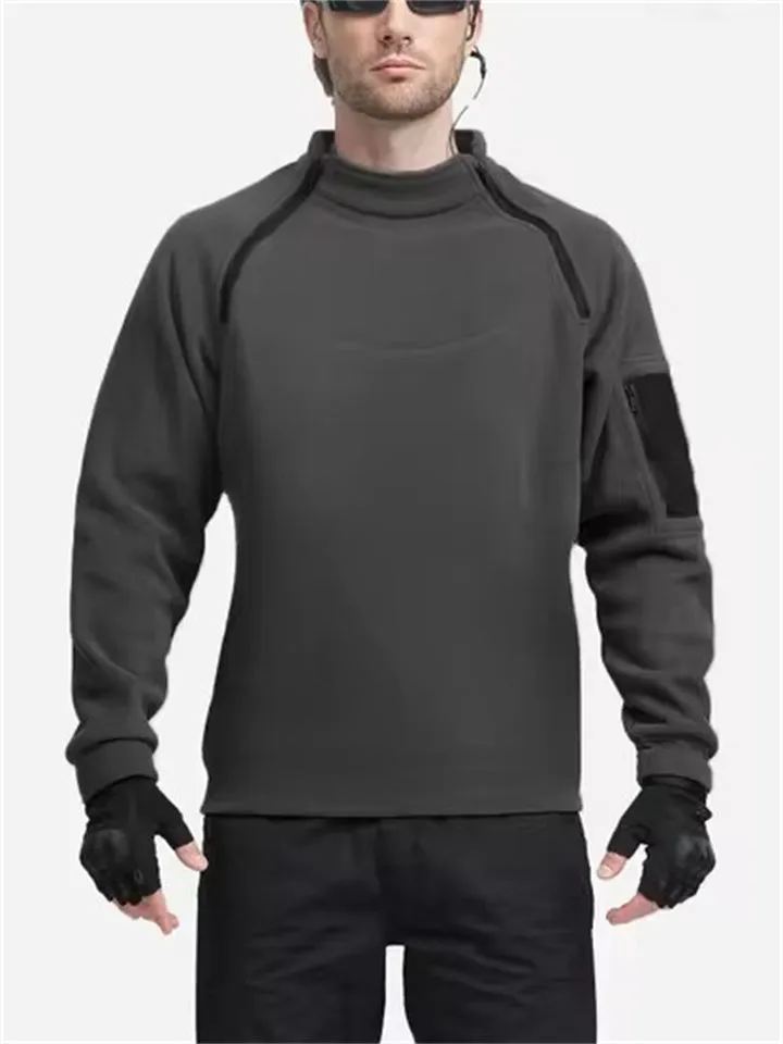 Men's Simple Artificial Fleece Stand Collar Tactical Sweatshirts
