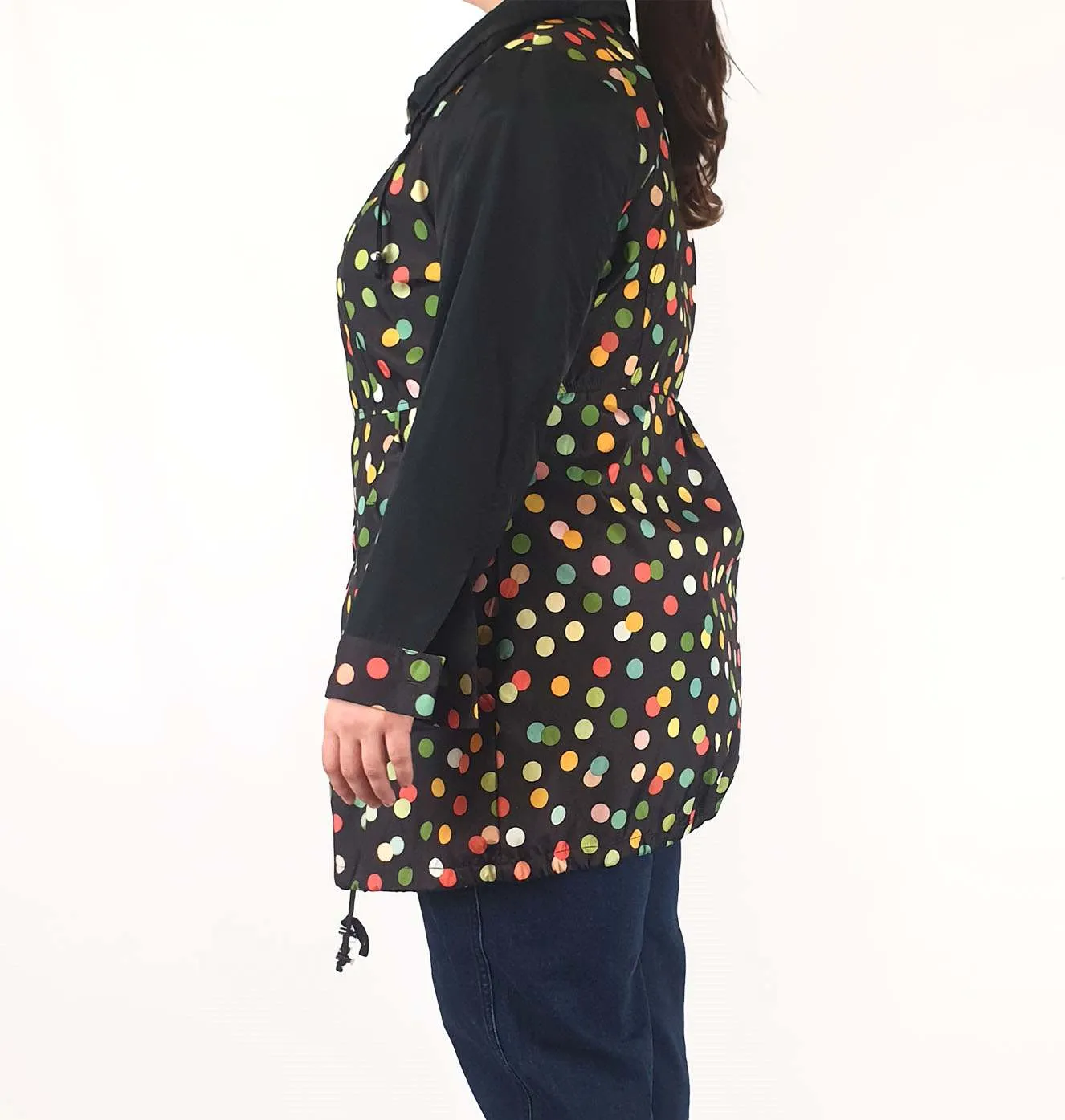 Merric long polka dot raincoat size 16
