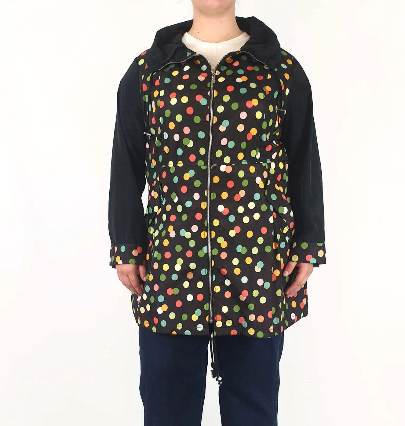 Merric long polka dot raincoat size 16