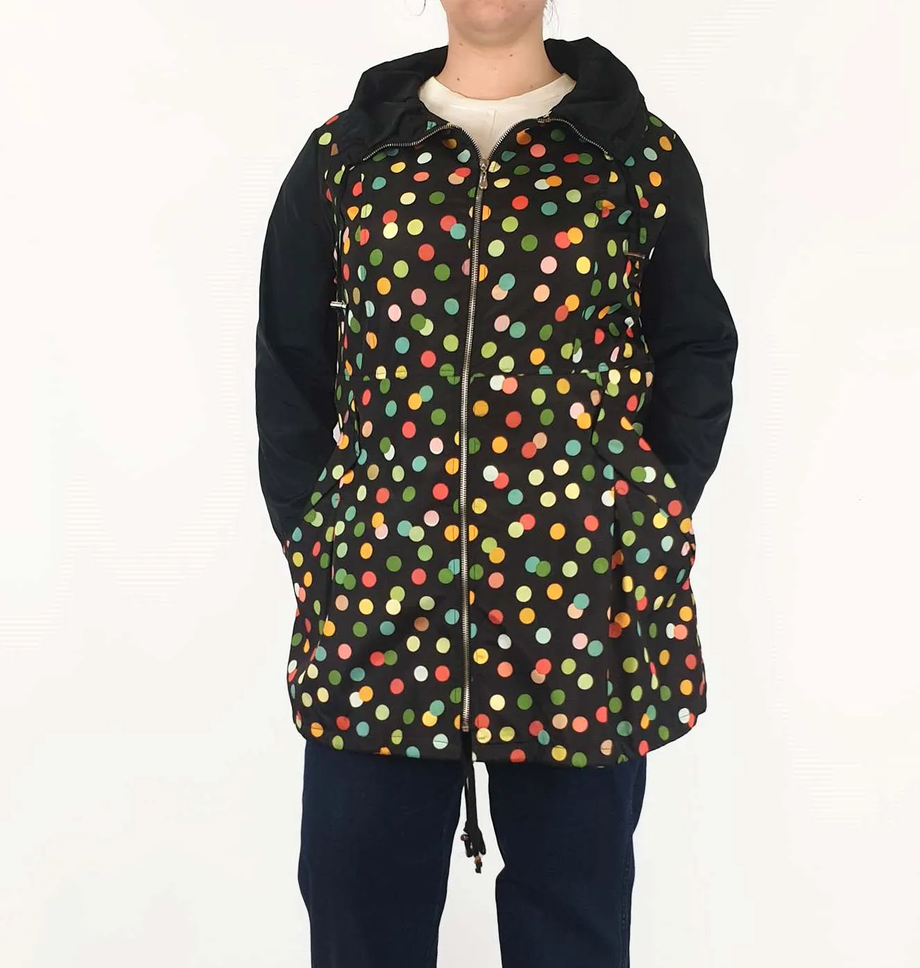 Merric long polka dot raincoat size 16