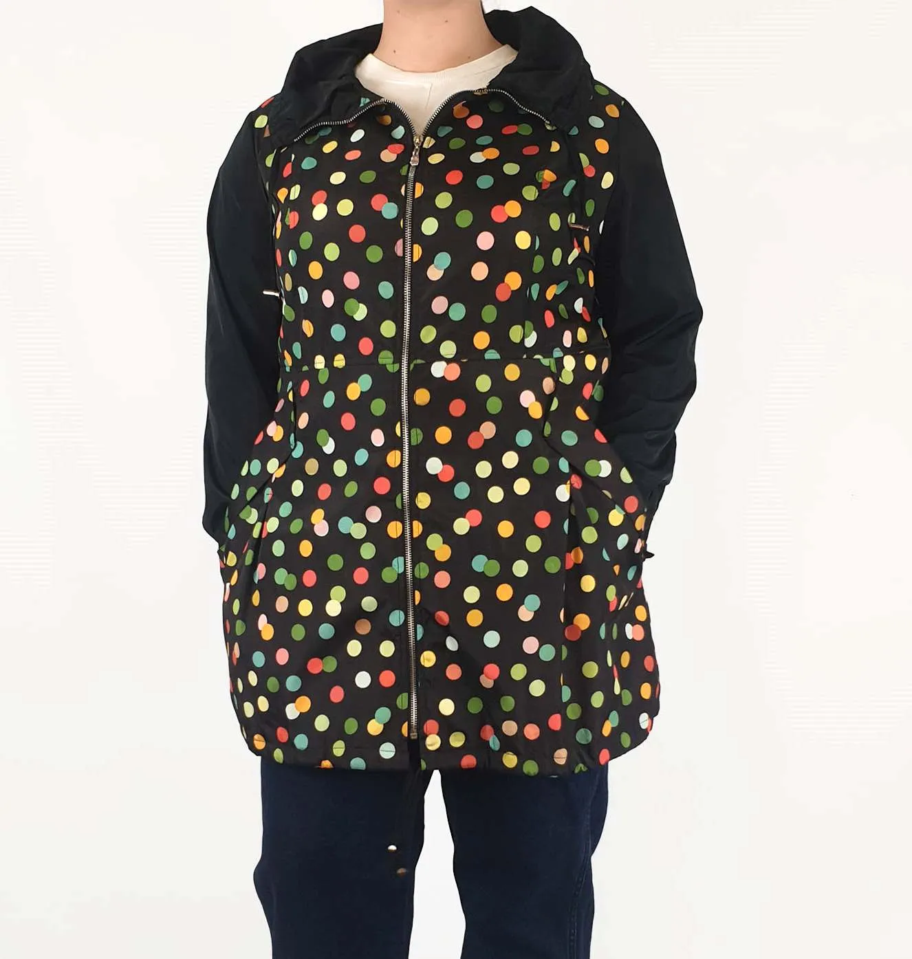 Merric long polka dot raincoat size 16