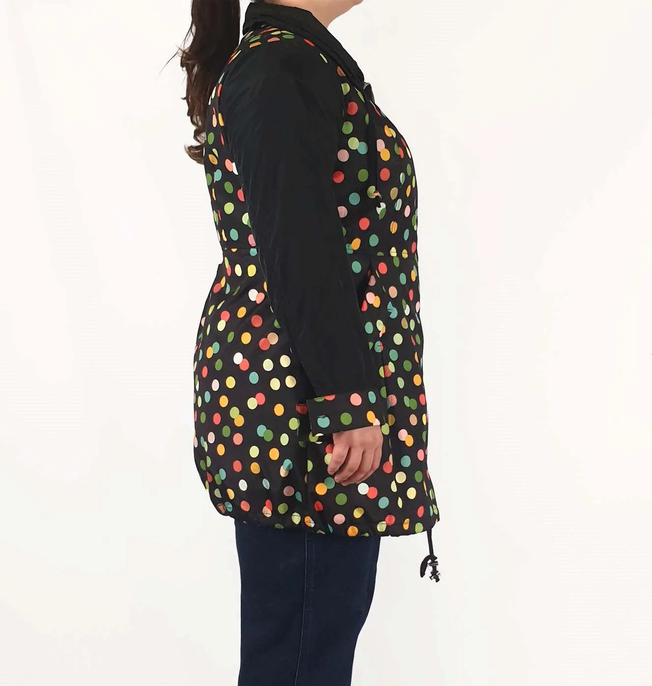 Merric long polka dot raincoat size 16