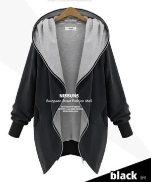 Merry Pretty Plus size Women thin outerwear jackets hood zipper-up sweatshirts female long-sleeve army green tops hoddies coats