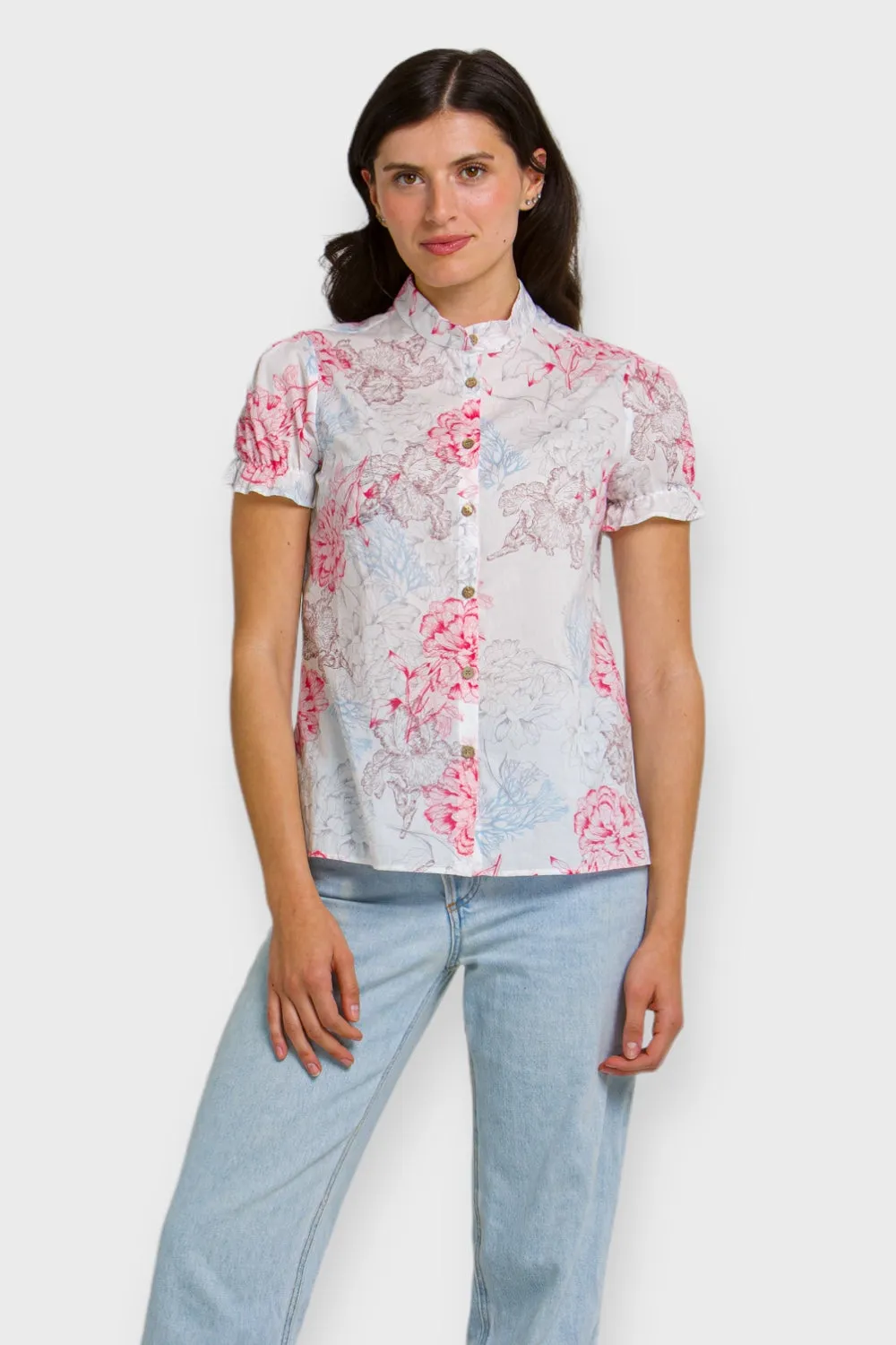 Mia White Floral Print Shirt