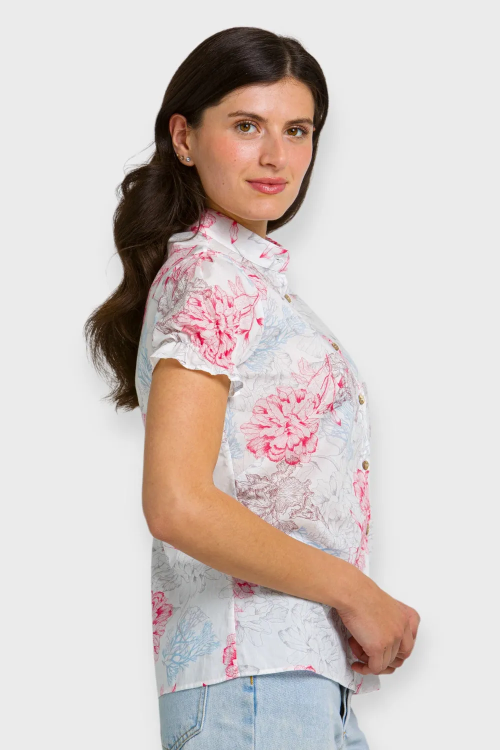 Mia White Floral Print Shirt