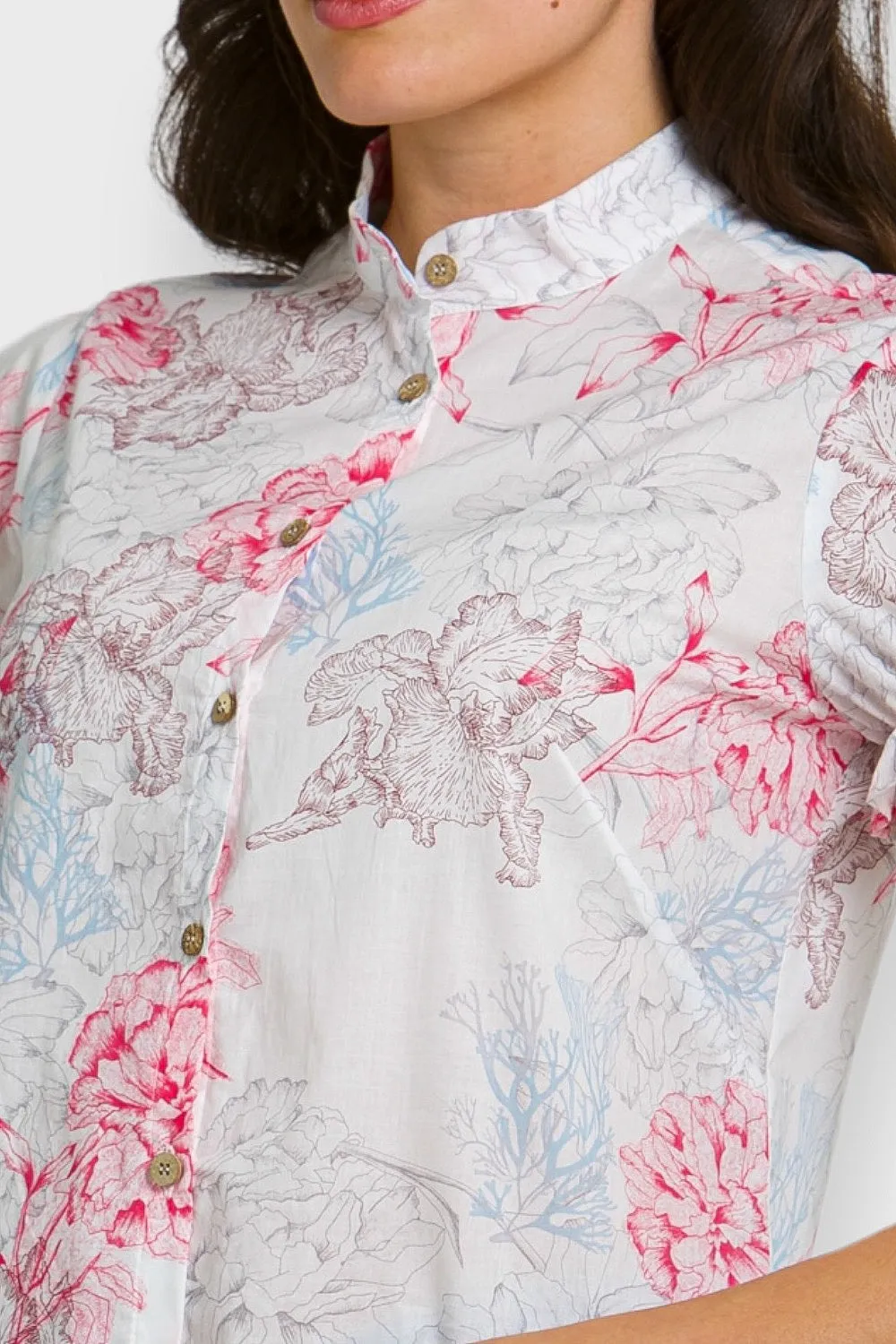 Mia White Floral Print Shirt