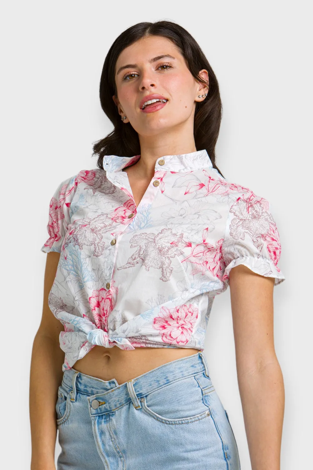 Mia White Floral Print Shirt