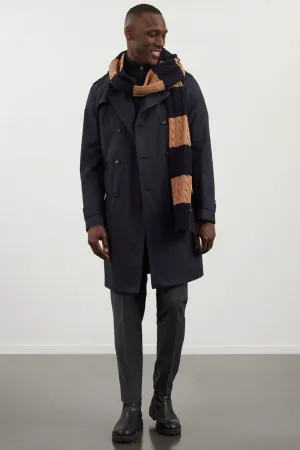 Navy blue waterproof trench coat