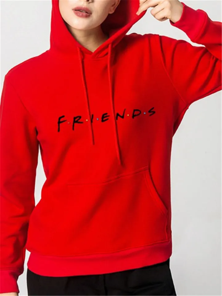 New Women's Large Pocket Long Sleeve Letters Printed Hoodies