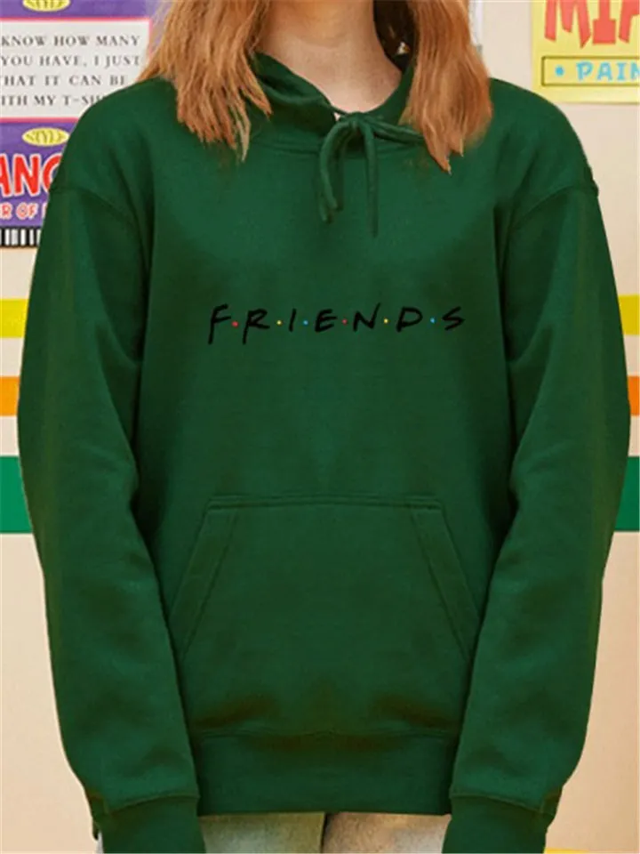 New Women's Large Pocket Long Sleeve Letters Printed Hoodies