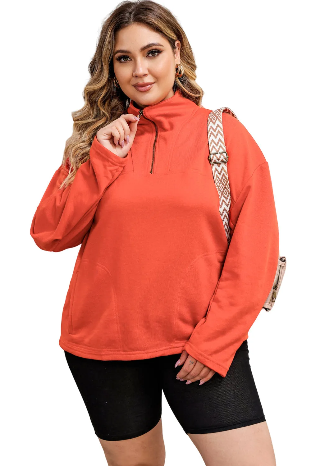 O-ring Zipper Plus Size Sweatshirt