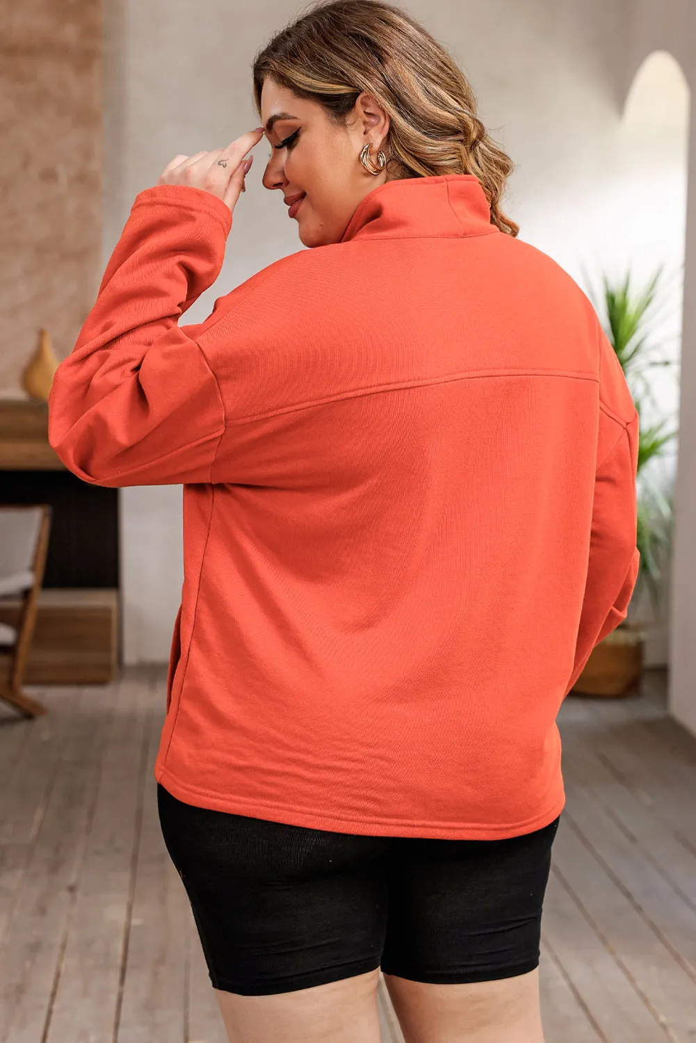 O-ring Zipper Plus Size Sweatshirt