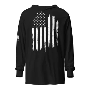 Old Glory White Flag - Hooded long sleeve Tee