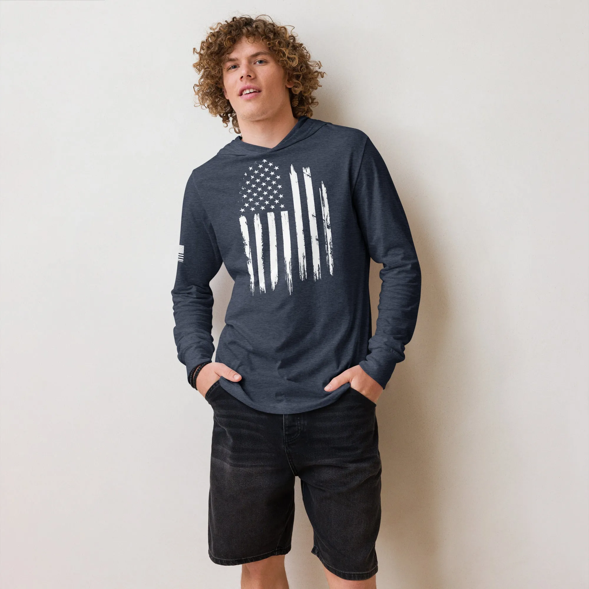 Old Glory White Flag - Hooded long sleeve Tee