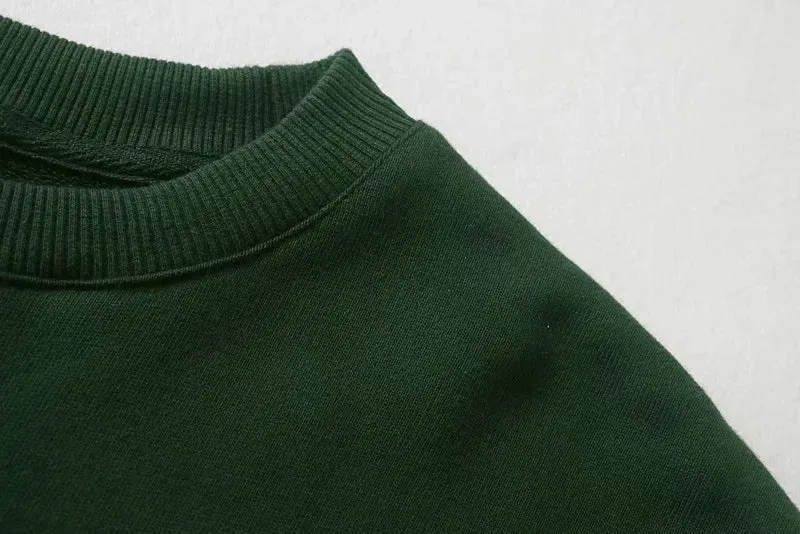 Oversize Embroidery Letter Round Collar Sweatshirts